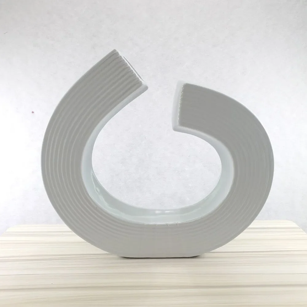 Round Circle Abstract Modern Art Sculpture Vase White Ceramic Sagebrook White